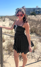 Load image into Gallery viewer, Polka Dot Tiered Lace Trim Mini Dress-nf