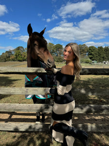 Acer Knit Off The Shoulder Stripe Dress