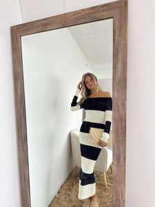 Acer Knit Off The Shoulder Stripe Dress