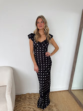 Load image into Gallery viewer, Caia Polka Dot Satin Maxi Dress