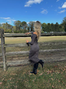 Kat Asymmetrical Long Sleeve Midi Dress