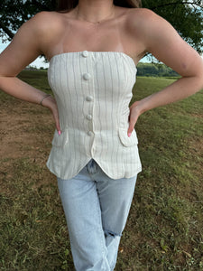 Aribella Strapless Striped Top