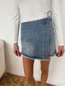 Arwen Side Tie Jean Skort