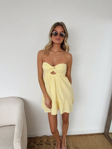 Alix Strapless Twist Front Mini Dress