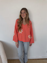 Load image into Gallery viewer, Calix V-Neck Floral Chenille Pullover Sweater