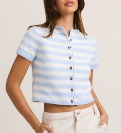 Carolyn Stripe Short Sleeve Sweater